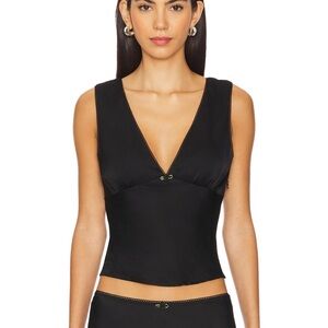 Black Sleeveless V-Neck Top